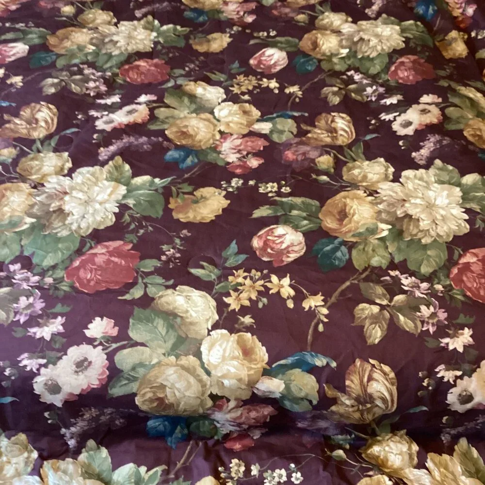 NEW! WAVERLY SWEETWATER FLORAL STRIPED REVERSIBLE TWIN COMFORTER COTTAGE CLASSIC